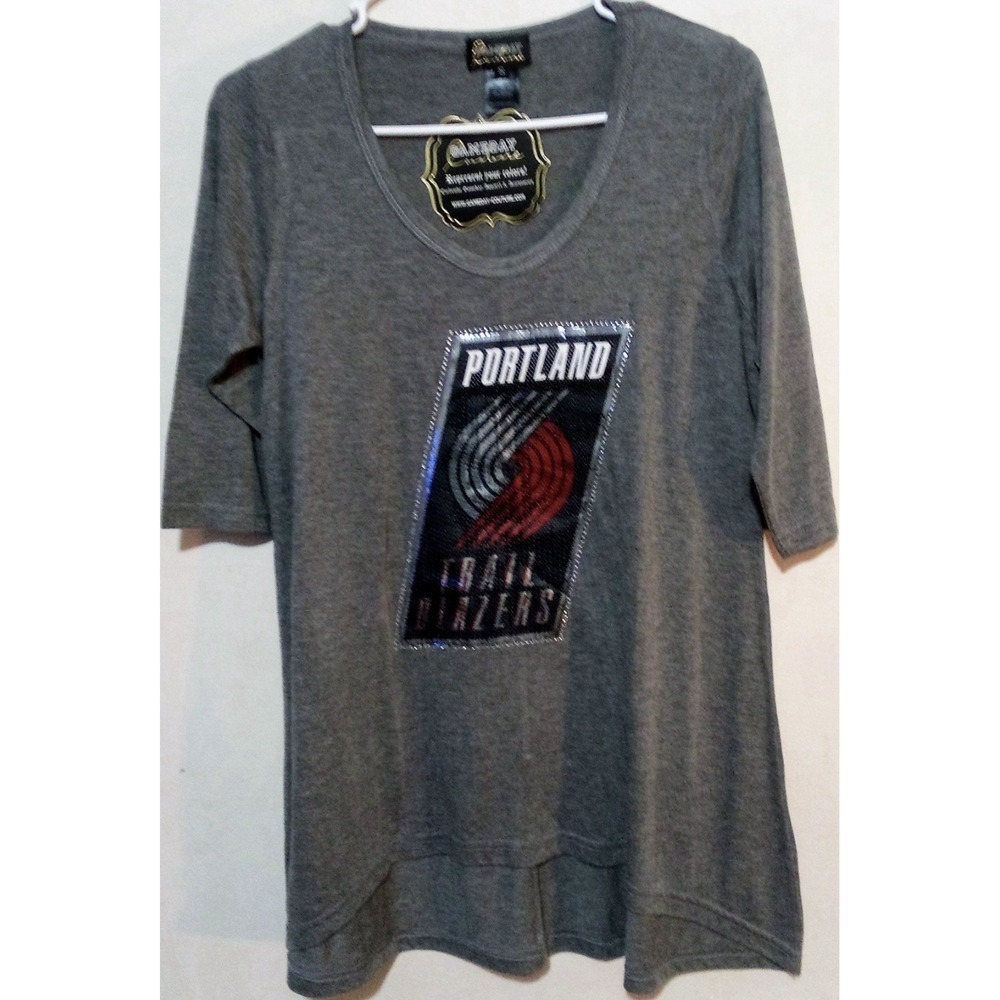 NEW GameDay Couture Women's NBA Portland Trailblazers Sequin Tunic Top, Small